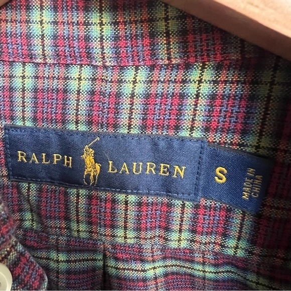 Ralph Lauren Men’s Oxford Blue Label Button Down Shirt Red Green Plaid, Small - Picture 7 of 11